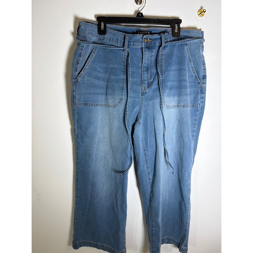 Nanette Lepore Belle High Rise Wide Leg Jeans Medium Wash Blue Denim 16W NWT